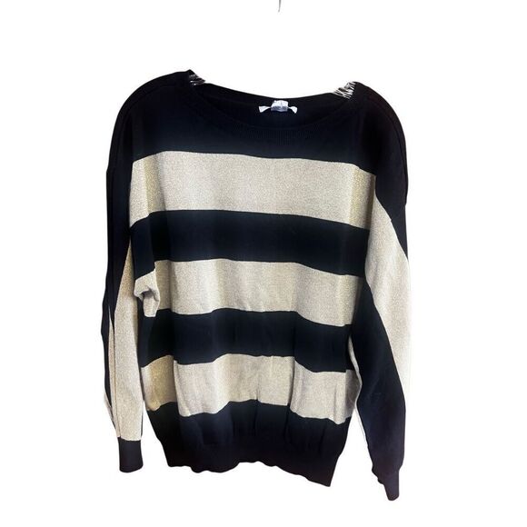 Liz Claiborne Pullover Sweater Sz L Black/Gold NWT - Picture 1 of 7